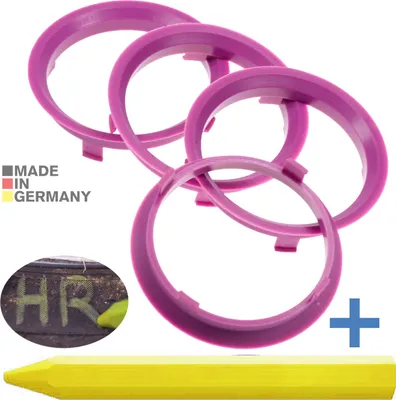 Produktbild von 4X Zentrierringe 70,1 x 65,1 mm Violett Felgen Ringe + 1x Reifen Kreide Fett Stift