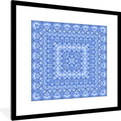Produktbild von MuchoWow® Gerahmtes Poster Persischer Teppich - Muster - Blau 40x40 cm - Poster mit Schwarzem Bilderrahmen Wandposter Rahmen Foto Bilder - Poster - Plakat im Rahmen