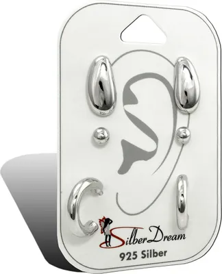 Image de SilberDream 3 boucles d'oreilles Boucles d'oreilles VRAI argent Set de bijoux de marque de haute qualité idéal comme idée de cadeau pour un anniversaire de mariage y compris l'emballage original D2SDS623JJ