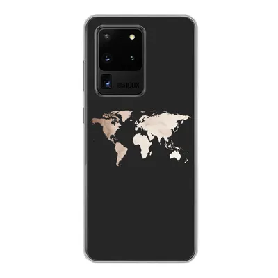Produktbild von MuchoWow® Handyhülle Schutzhülle Hülle für Samsung Galaxy S20 Ultra Weltkarte - Leder - Schwarz Silikon Softcase Handy Hülle - Karteninhaber