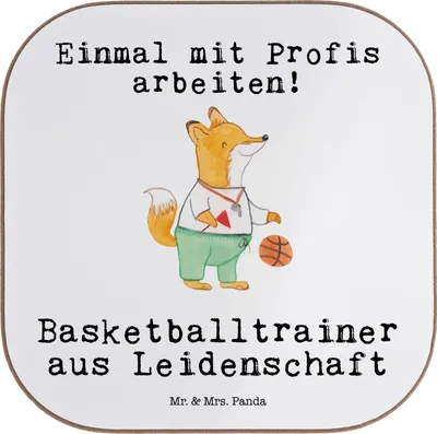 Produktbild von Mr. & Mrs. Panda Tischuntersetzer Basketballtrainer Leidenschaft - Weiß - Geschenk, Basketballer, Coaster, Getränkeuntersetzer, Sport, Untersetzer für Gläser, Verein