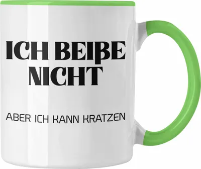 Produktbild von Trendation - Ich Beiße Nicht Tasse für Frauen Geschenk Freundin Lustiger Spruch (Grün)
