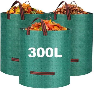 Zdjęcie produktu dla Wodoodporne worki na odpady ogrodowe 300 l, wytrzymałe, z uchwytami, zestaw 3 sztuk