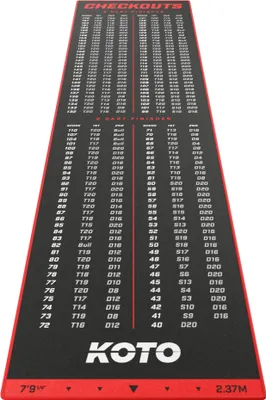 Produktbild von KOTO - Dartteppich Mit Abwurflinie Checkout Rot, 237x60cm Dartmatte, Mit Score-Indikation