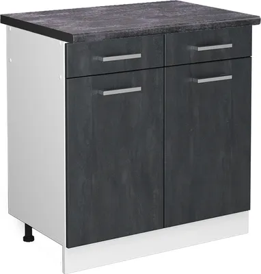 Produktbild von Küchenunterschrank Vicco R-Line Schwarz Beton 80 cm AP Anthrazit, Model 47627