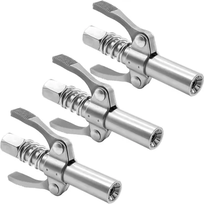 Productafbeelding van Vetpistool Koppeling - Vetspuit Adapter - Smeren van Machines - Dubbele Handgreep - 10.000 PSI - Zilverkleurig