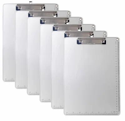 Imagen del producto de Pizarra metálica de formato A4, con 6 clips, superficie antideslizante, abrazadera metálica con revestimiento de goma y cubierta rígida