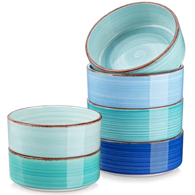 Produktbild von 6-tlg Schale-Set aus Steingut, Salatschale, Serverschale, Müslischale, Suppenschale, 500ml