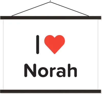 Produktbild von MuchoWow® Textilposter Ich liebe - Norah - Mädchen 150x113 cm mit schwarzem Rahmen - Wohnzimmer