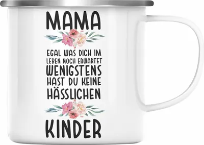 Produktbild von Trendation - Mutter Emaille Tasse Hässliche Kinder Muttertag Geschenk Mama von Kinder Spruch Geburtstag Mami (Silber)
