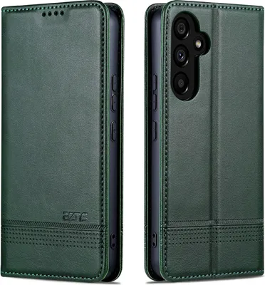 Produktbild von Leder Hülle für Samsung Galaxy A35 5G, Klapphüllen Brieftasche Magnetverschluss Ständer Schutzhülle Grün