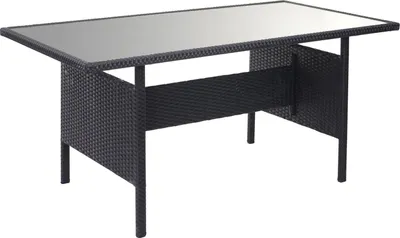 Produktbild von Schwarzes Polyrattan-Lounge-Esstischset dunkelgrau