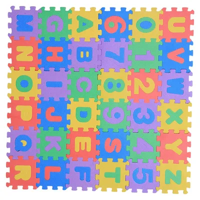 Immagine prodotto di Tappetino da gioco in schiuma da 36 pezzi, con numeri e lettere, ideale per bambini
