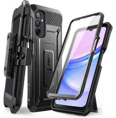 Produktbild von Hülle mit Displayschutzfolie für Samsung Galaxy A15 5G (2024) Schwarz mit Ständer & Gürtelclip