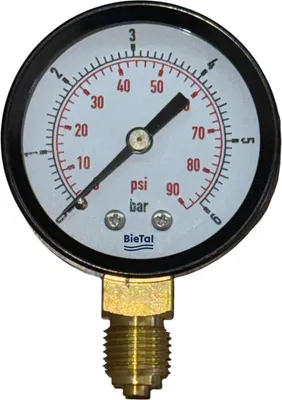 Produktbild von BieTal® Arbeitsmanometer Manometer 50mm mit 1/4 Zoll Gewinde - Anzeige 0-6 bar