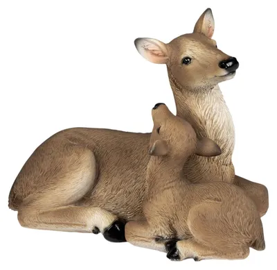Produktbild von Formano Reh Deko Rehfigur mit Kitz 18 x 14cm Dekofigur aus Kunststein handbemalt