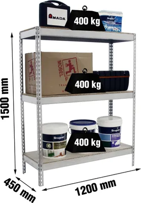 Zdjęcie produktu dla Wspornik metalowy ECOFORTE 1206-3 PŁYTY 1500 GALVA/DREWNO