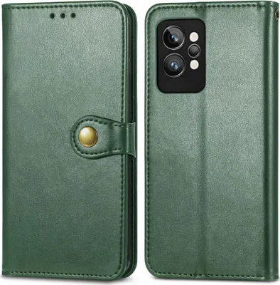 Produktbild von Mobigear Snap Button  Realme GT2 Pro Hülle Klapphülle Geldbörse - Grün