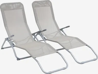 Immagine prodotto di Set 2 lettini prendisole in textilene multiposizione, Grigio bruno