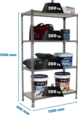 Produktbild von MADERCLICK MEGAPLUS 4/400 1500 GALVA/MADEIRA metallische Prateleira