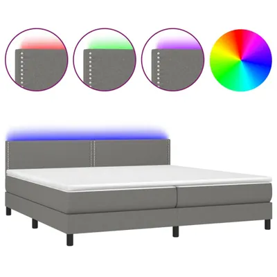 Produktbild von Boxspringbett mit Matratze & LED Dunkelgrau 200x200 cm Stoff