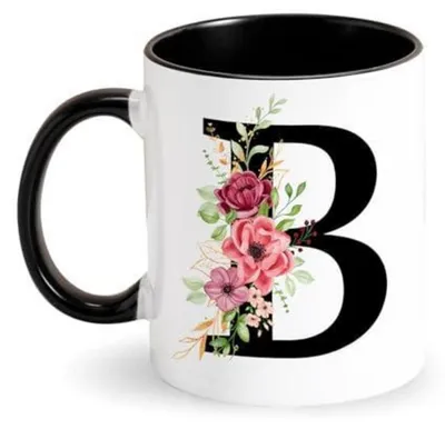 Zdjęcie produktu dla Filiżanka do kawy z motywem kwiatowym, czarna, ceramiczna, pojemność 350 ml