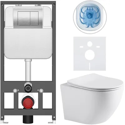 Productafbeelding van Podumwandeling voor toilet Cesso - wit, mat - bedieningsknop Prime/Maxio, zilver - wandcloset - voor inbouw in een wand/gipsplaatconstructie - 49x36 cm