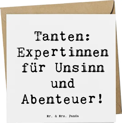 Produktbild von Mr. & Mrs. Panda Grußkarte Spruch Tante Abenteuer - Weiß - Geschenk, Verwandtschaft, Nichte, faltkarte, handgemacht, Klappkarte, Handarbeit, spielen, Familienbande, Neffe