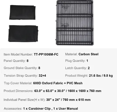 Obrázek produktu pro Ohrádka pro psy, robustní kovová konstrukce, prostorný design, 8ks 30x24in