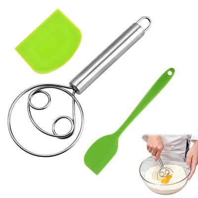 Dänischer Schneebesen aus Edelstahl, Handmixer, 2 Spachtel