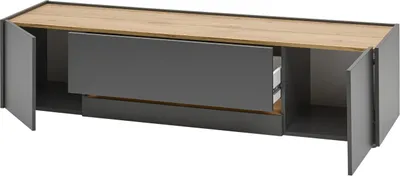 Produktbild von TV Lowboard "Center" grau matt mit Wotan Eiche, Flat-TV Unterschrank 170 cm