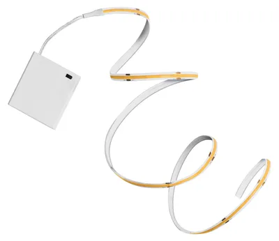 Productafbeelding van OSRAM FLEX decoratieve, batterijgevoede COB-strips met warmwit licht, 2 meter, 3,3W, 150lm, 3000K, 830 warmwit, IP20, geel, siliconen, lichtbron niet vervangbaar