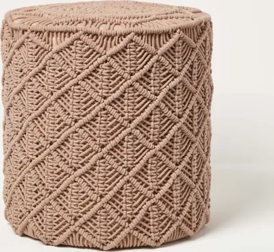 Produktbild von HOMESCAPES Delilah - Makramee-Pouf rund - hellbraun, 40 x 42 cm