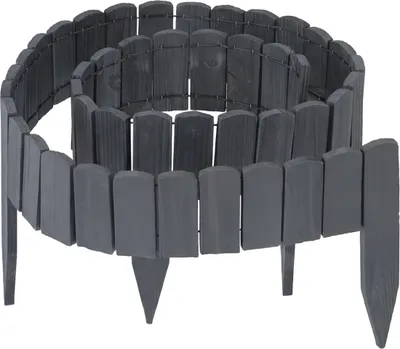 Produktbild von Relaxdays Beeteinfassung, 200 cm lang, flexibel, Sichthöhe: 10 cm, zum Stecken, Holz, Beetzaun, Rasenkante, anthrazit