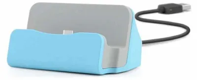 Productafbeelding van Dockingstation Sync Ladehouder, bureauoplaadstation voor smartphones met Micro USB, blauw