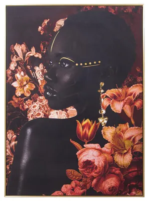 Leinwandbild Blumenmotiv, Goldrahmen, 100 x 4 x 100 cm