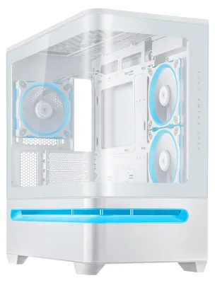 Zdjęcie produktu dla ASUS PRIME AP202 ARGB, Mini Tower, PC, Biały, micro ATX, Mini-ITX, Metal, Gaming