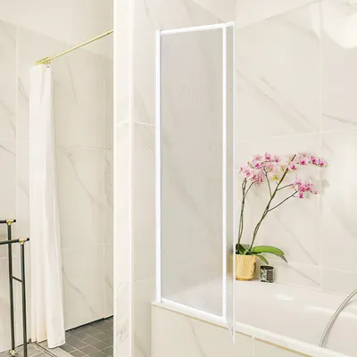 Immagine prodotto di Bettizia 100X140cm schermo pieghevole per vasca da bagno con schermo doccia Altezza cabina doccia 140cm schermo pieghevole per doccia, Bianco