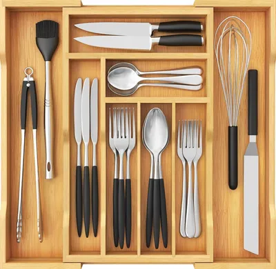 Produktbild von Organizer Besteckkasten Bambus Schublade verstellbar