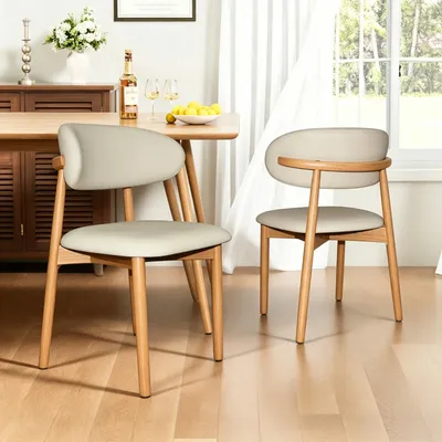Produktbild von MODFU 2er Set Esszimmerstühle, Moderne Polsterstühle mit Eichenholzbeinen und gepolsterter Rückenlehne,Küchenstühle aus Holz für Esszimmer, Büro und Wohnzimmer