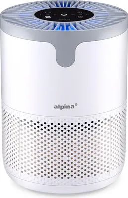 Produktbild von alpina Luftreiniger mit HEPA H13 Filter und Ionisator für Räume 5-10 m2 - 60 m³/h - Luftreiniger mit 3 Geschwindigkeiten - 230V/12W - Weiß