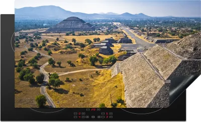 Produktbild von KitchenYeah© Herdabdeckplatte Mond- und Sonnenpyramiden in Teotihuacán in Zentralmexiko , 91x52cm, Küche Deko, Glaskeramikkochfeld Herdabdeckung, Abdeckplatte fùr Kochfeld