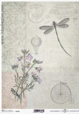 Immagine prodotto di ITD carta di riso decoupage carta artigianale tecnica tovagliolo di carta morbida, libellula R1266