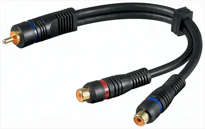 Obrázok produktu pre Audio Y-kábel, 1x stereo zástrčka cinch na 2x zásuvku cinch, OFC, dvojité tienenie