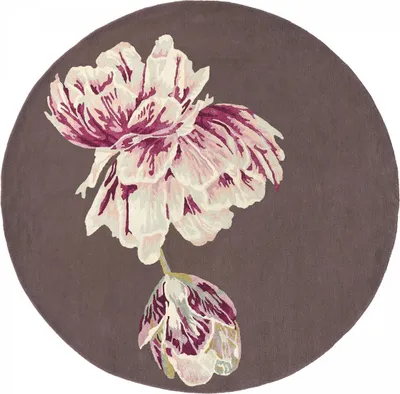 Produktbild von Handgefertigter runder Wollteppich mit Blumenmuster TRANKI R