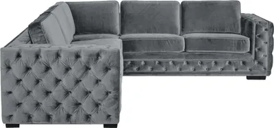 Image de Canapé d'angle Gris Coins Velours Meubles Design Salon Canapé Garniture d'angle Rembourrage