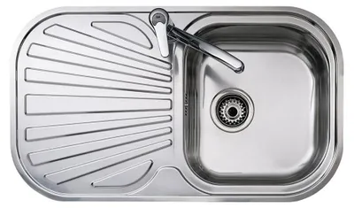 Einbauspüle 1 Becken mit Abtropffläche, Edelstahl 18/10, 170 mm tief