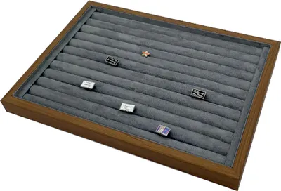 Produktbild von Holz Ringbox WildKunstleder mit 12 Reihen für Ringe und Ohrringe Aufbewahrung Präsentation Ringlade Ringhalter Ringpräsentation Ringaufbewahrung
