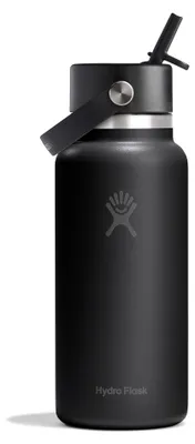 Image de Hydro Flask - Gourde isotherme à large ouverture avec bouchon flexible à paille, 32oz, couleur noire