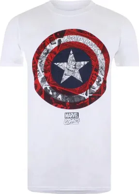 Image de Captain America - T-shirt pour homme TV783 (XL) (Blanc/Rouge/Bleu marine)